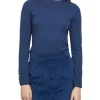 Best Pirce ⭐ Oxford Emma Button Boatneck Knit Top Blue 🧨