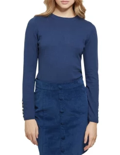 Best Pirce β Oxford Emma Button Boatneck Knit Top Blue π§¨