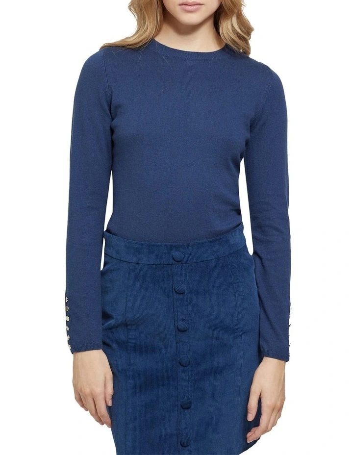Best Pirce β Oxford Emma Button Boatneck Knit Top Blue π§¨