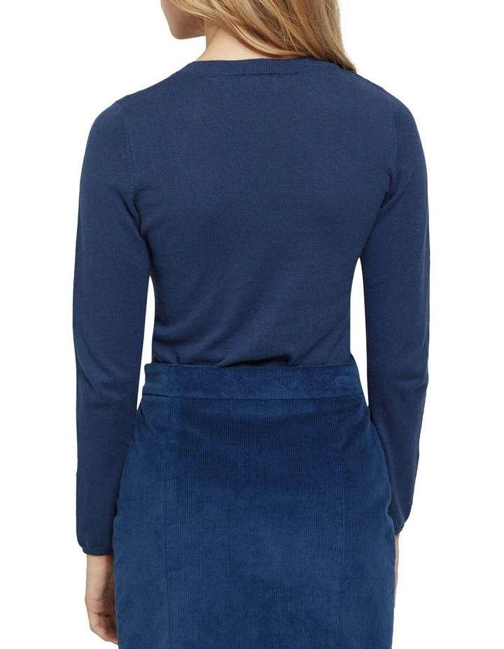 Best Pirce β Oxford Emma Button Boatneck Knit Top Blue 𧨠- Image 3