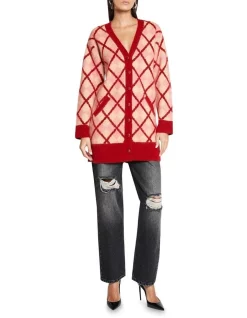 Best Sale 🧨 Sass & Bide Bye Bye Baby Soft Argyle Knit Cardigan Pink ⭐