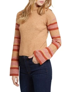 Best Pirce 🥰 Oxford Julietta Striped Sleeve Soft Knit Jumper Sand/Pink 🌟