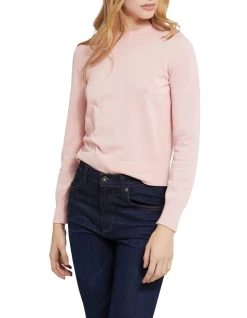 Flash Sale βοΈ Oxford Florence Cotton Crew Neck Knit Jumper Pink π₯