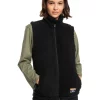 Hot Sale 🛒 Roxy Slow Blues Zip Up Fleece Vest In Black 😉