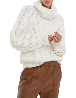 New 🥰 Skin And Threads Cable Hand Knitted Jumper White 👏