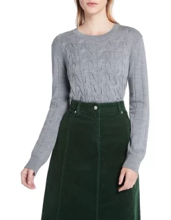 Discount βοΈ David Lawrence Monya Cable Knit Jumper In Silver Grey βοΈ