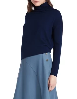 Outlet 🔥 David Lawrence Lyra Merino Wool Knit Jumper In Navy ❤️