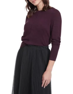 Discount 🎁 Marcs Merino 👧 Girls Knit Top Grape Melange ⌛