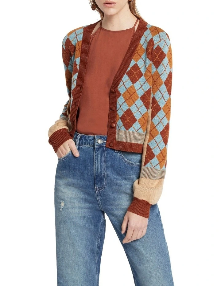 Wholesale π Sass & Bide Lock Heart Cropped Button Through Cardigan In Argyle β