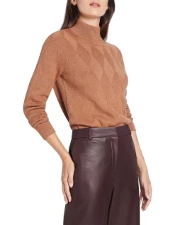 Budget π David Lawrence Danica Diamond Stitch Knit Camel π