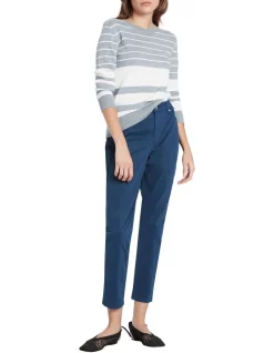 Best deal ⌛ David Lawrence Alyssa Striped Merino Knit Jumper Grey/Ivory 🥰