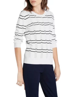 Buy π David Lawrence Chevron Stripe Knit Ivory/Midnight β