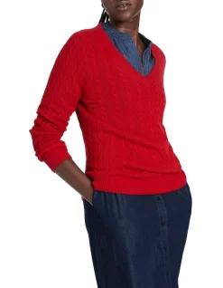 Hot Sale β David Lawrence Everyday Cable Knit Scarlet π