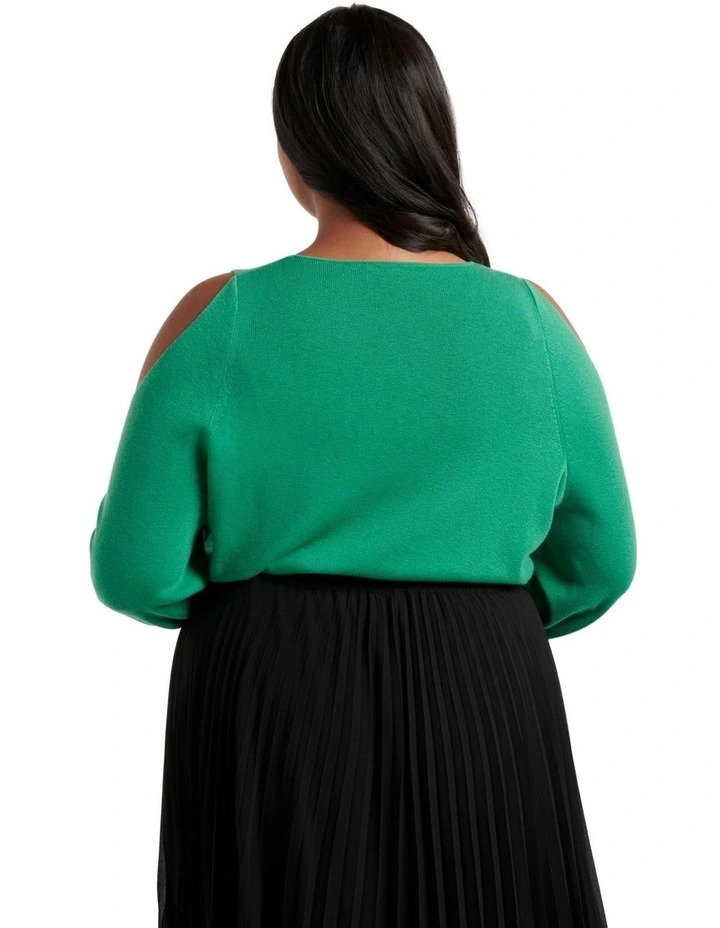 Top 10 β Forever New Curve Britton Cold Shoulder Knit Jumper Shamrock β¨ - Image 2