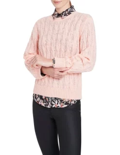 Brand new π David Lawrence Galena Fluffy Cable Knit Jumper In Rose Quartz π€©