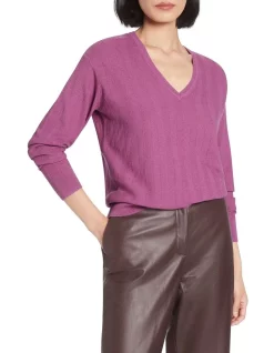 Best Sale π₯ David Lawrence Heather Herringbone Knit Sweater Mauve π₯°
