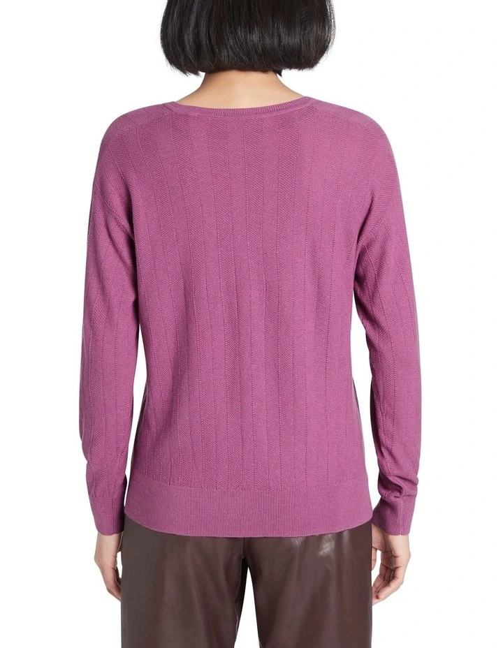 Best Sale π₯ David Lawrence Heather Herringbone Knit Sweater Mauve π₯° - Image 3