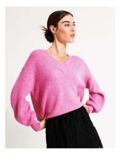 Promo 🤩 Y.A.S Franca Long Sleeve Knit Jumper Fuchsia Pink 👏