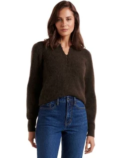 New 🔔 Forever New Olivia Collar Knit Jumper In Brown ⭐