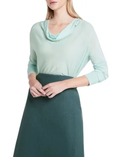 Cheap β¨ David Lawrence Rachel Cowl Neck Knit Top Sea Mist π