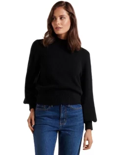 Cheapest π Forever New Ella Cinched Blouson Sleeve Knit Jumper Black π