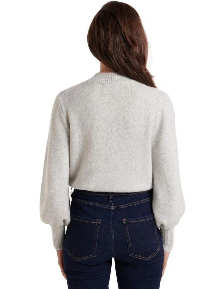 Hot Sale π― Forever New Ella Cinched Blouson Sleeve Knit Jumper Iced Grey β - Image 2