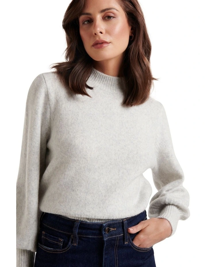 Hot Sale π― Forever New Ella Cinched Blouson Sleeve Knit Jumper Iced Grey β - Image 4