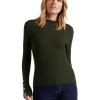 Buy 💯 Forever New Selma Rib Stand Neck Knit Top Pine Green 😉