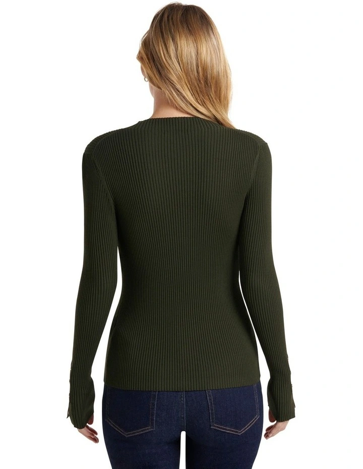 Buy π― Forever New Selma Rib Stand Neck Knit Top Pine Green π - Image 2