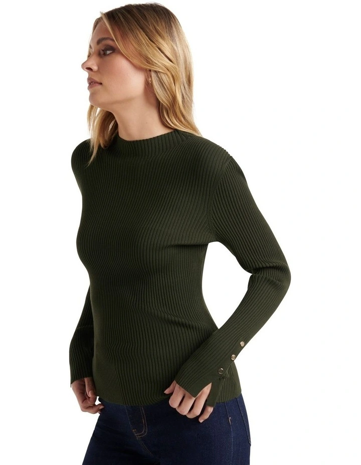 Buy π― Forever New Selma Rib Stand Neck Knit Top Pine Green π - Image 3
