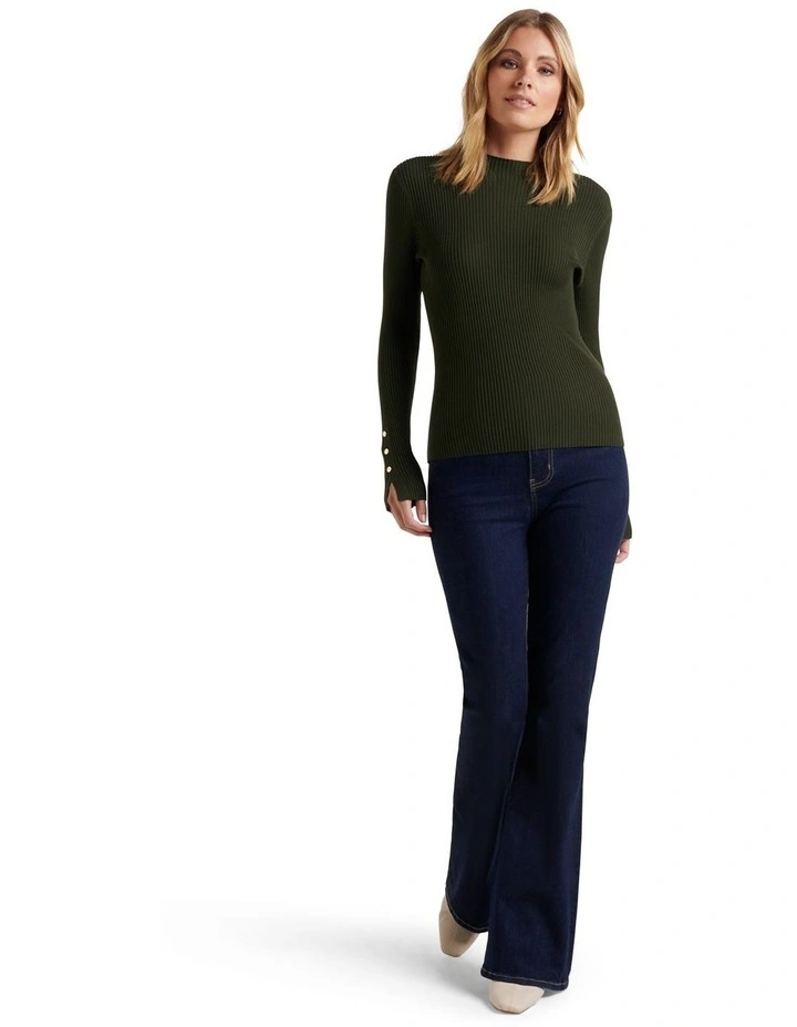 Buy π― Forever New Selma Rib Stand Neck Knit Top Pine Green π - Image 5