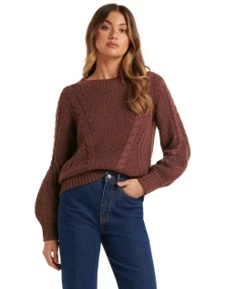 Deals π Forever New Lauren Cable Knit Jumper Chocolate π