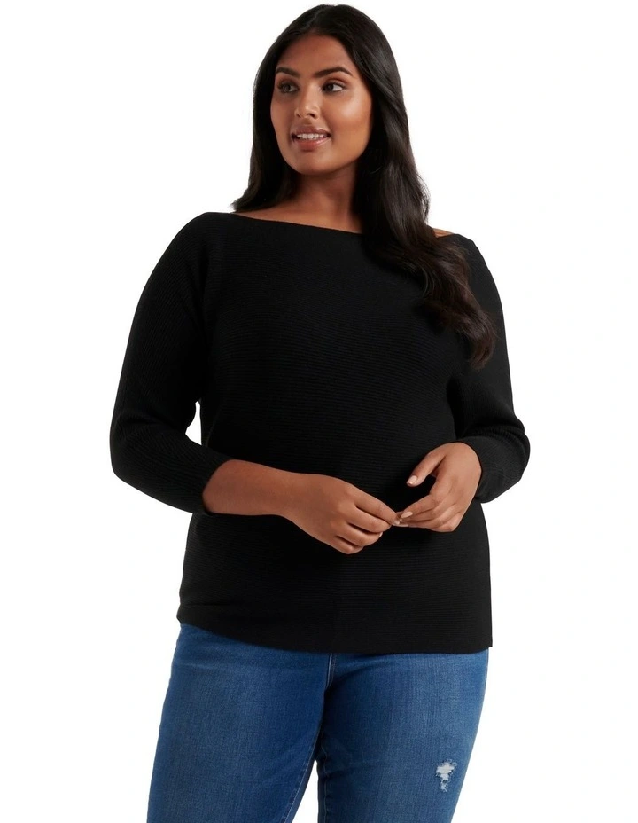 Budget π Forever New Curve Ali Curve Tipped Shoulder Knit Black π₯°
