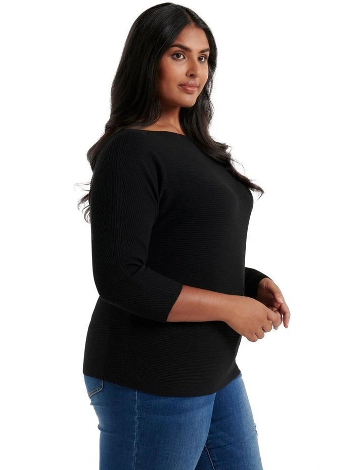 Budget π Forever New Curve Ali Curve Tipped Shoulder Knit Black π₯° - Image 3