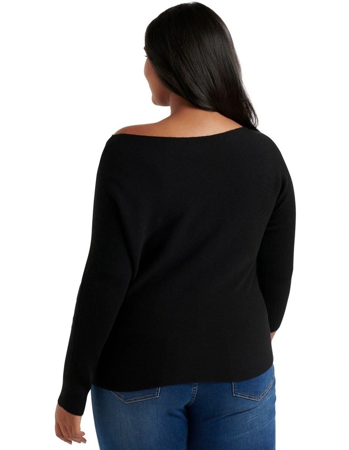 Budget π Forever New Curve Ali Curve Tipped Shoulder Knit Black π₯° - Image 4