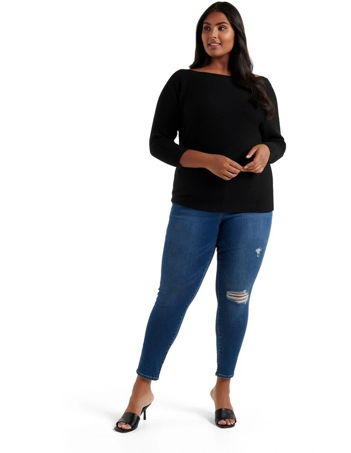 Budget π Forever New Curve Ali Curve Tipped Shoulder Knit Black π₯° - Image 5