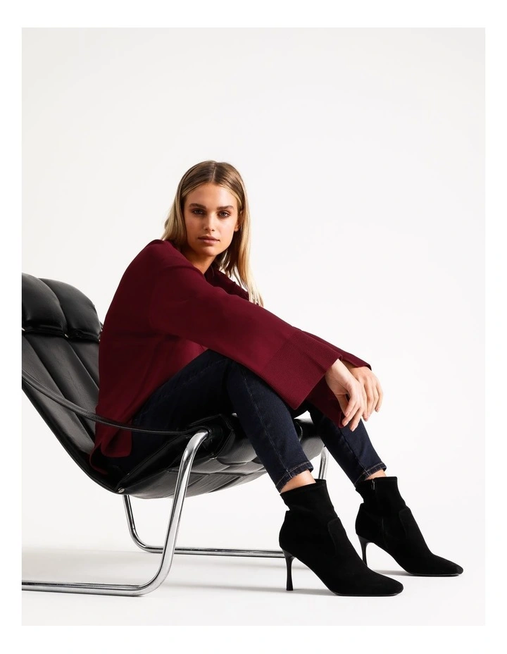 Outlet 𧨠Basque V-Neck Knit Jumper Berry Red π