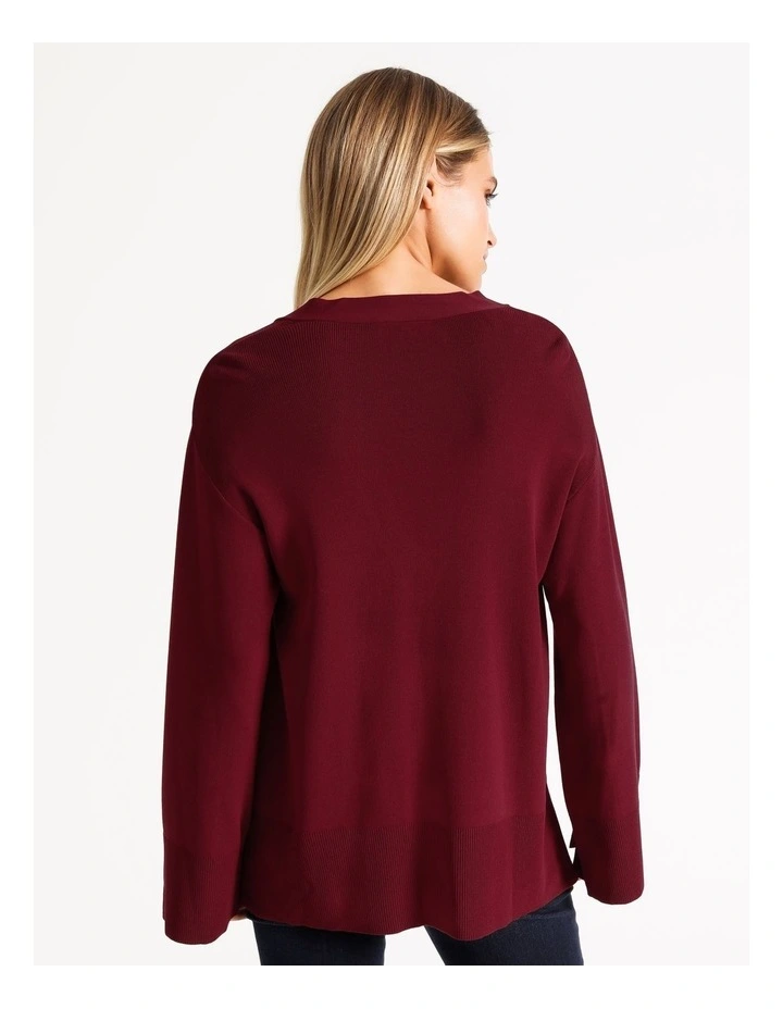 Outlet 𧨠Basque V-Neck Knit Jumper Berry Red π - Image 7