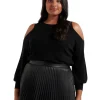 Flash Sale ⭐ Forever New Curve Britton Cold Shoulder Knit Jumper Black ⌛