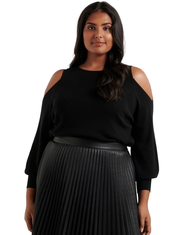 Flash Sale β Forever New Curve Britton Cold Shoulder Knit Jumper Black β