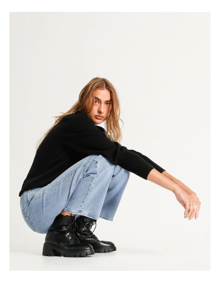 Wholesale π Piper Fine Gauge Puff Sleeve Jumper Black π - Image 2