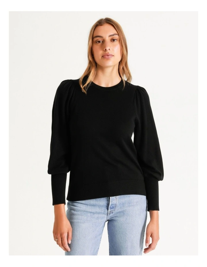 Wholesale π Piper Fine Gauge Puff Sleeve Jumper Black π - Image 3