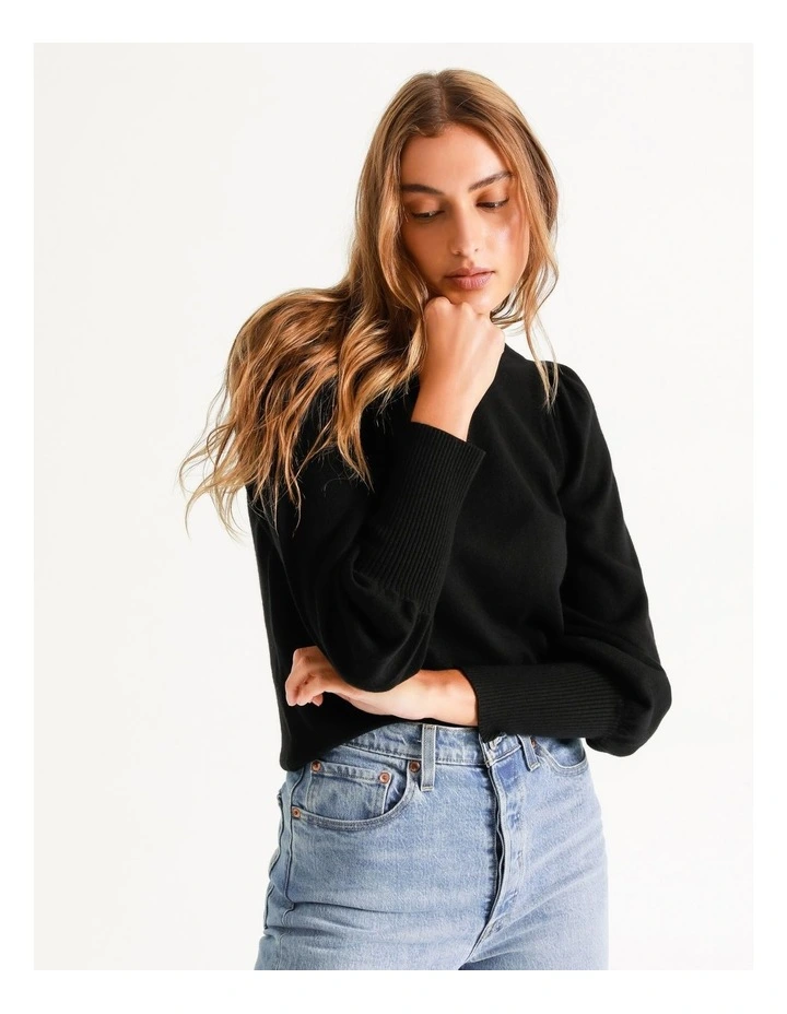 Wholesale π Piper Fine Gauge Puff Sleeve Jumper Black π - Image 6