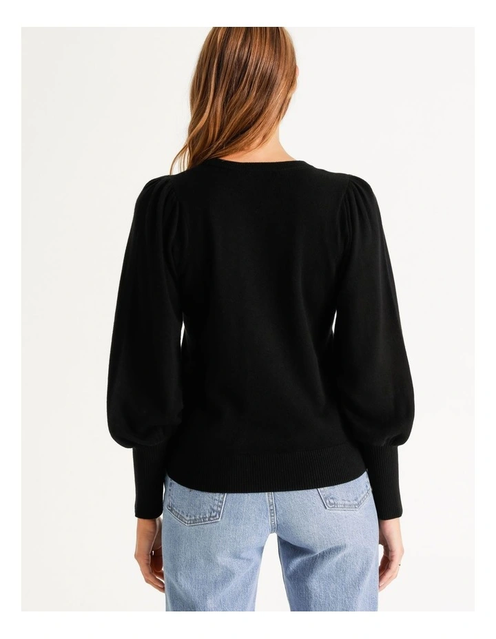 Wholesale π Piper Fine Gauge Puff Sleeve Jumper Black π - Image 7