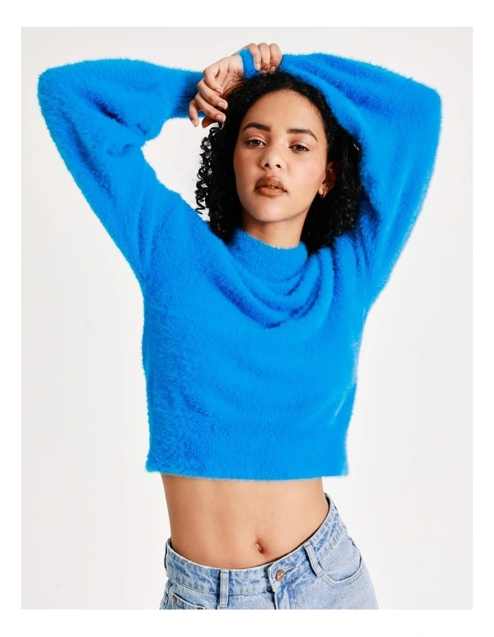Top 10 π€© Miss Shop Eyelash Blouson Sleeve Jumper In Malibu Blue βοΈ