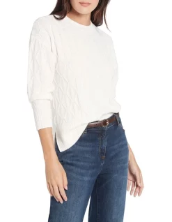 New 🌟 David Lawrence Alexia Diamond Cable Knit Ivory ✔️