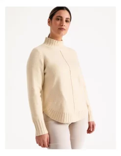 Hot Sale 🥰 Regatta Stand Neck Curved Hem Jumper With Centre Front Seam Ivory 👍