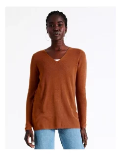 Coupon π― Vero Moda Newlexsun Long Sleeve V-Neck Knit Chutney β€οΈ