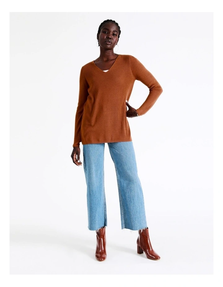 Coupon π― Vero Moda Newlexsun Long Sleeve V-Neck Knit Chutney β€οΈ - Image 2