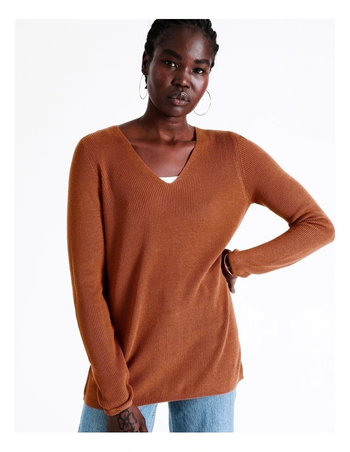 Coupon π― Vero Moda Newlexsun Long Sleeve V-Neck Knit Chutney β€οΈ - Image 3